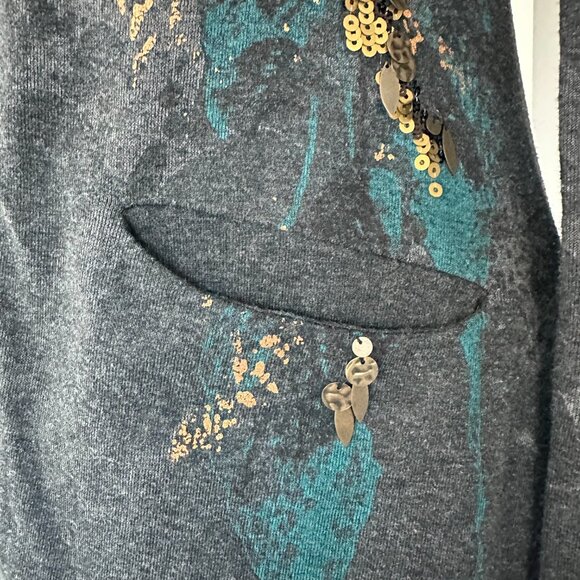 Miss Me Grey Cardigan with Sequin Trim Florals - Picture 8 of 8